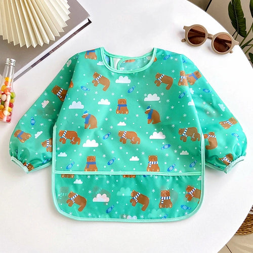 Waterproof Full Sleeve Baby Bibs Children Apron Long Sleeve Feeding