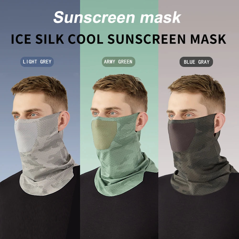Sunscreen Face Mask Breathable Mesh Neck Gaiter Mask Scarf Ice Silk
