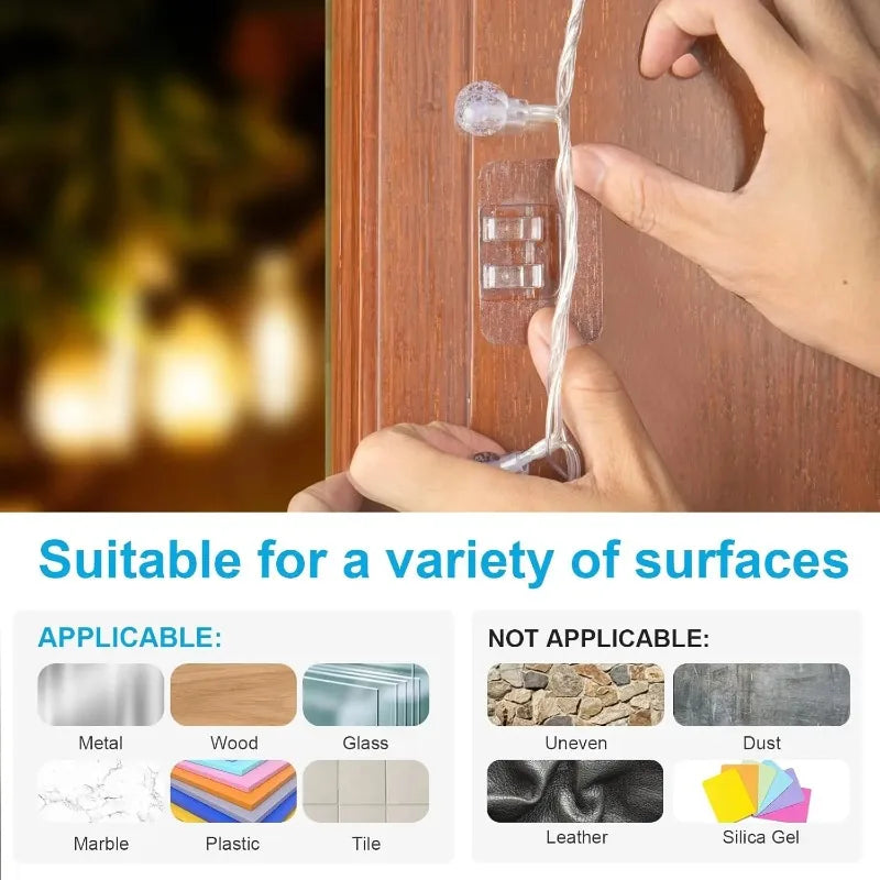 Outdoor String Light Clips, Strong Waterproof Adhesive Hooks