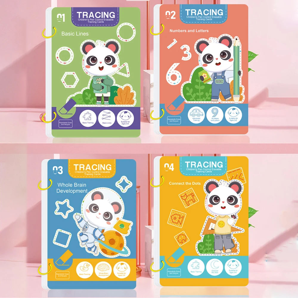 34-Page Reusable Children's Practice Book Set with Erasable Pen