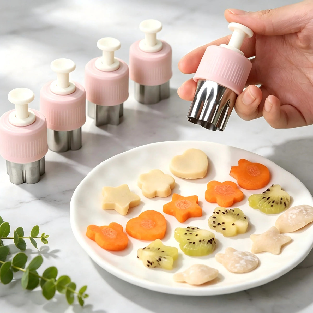 8 Pcs Fruit Vegetable Plunger Cutter Set Stainless Steel Shape Molds