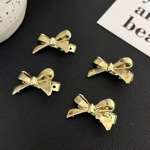 4Pcs/set of Women's New Golden Bow Mini Hairpins, Sweet and Cool Girl