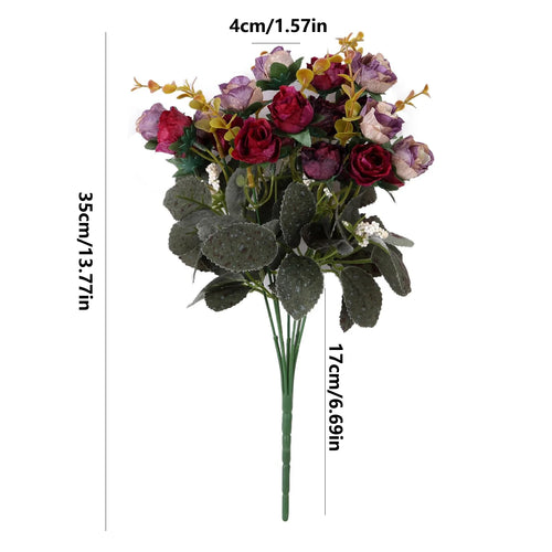 7 Forks 21 Heads Artificial Flower Silk Rose High Quality Christmas