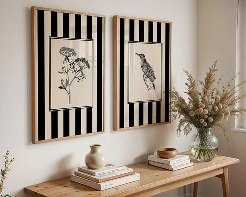2pcs/set of Retro Hummingbird Animal Canvas Prints Minimalist Retro
