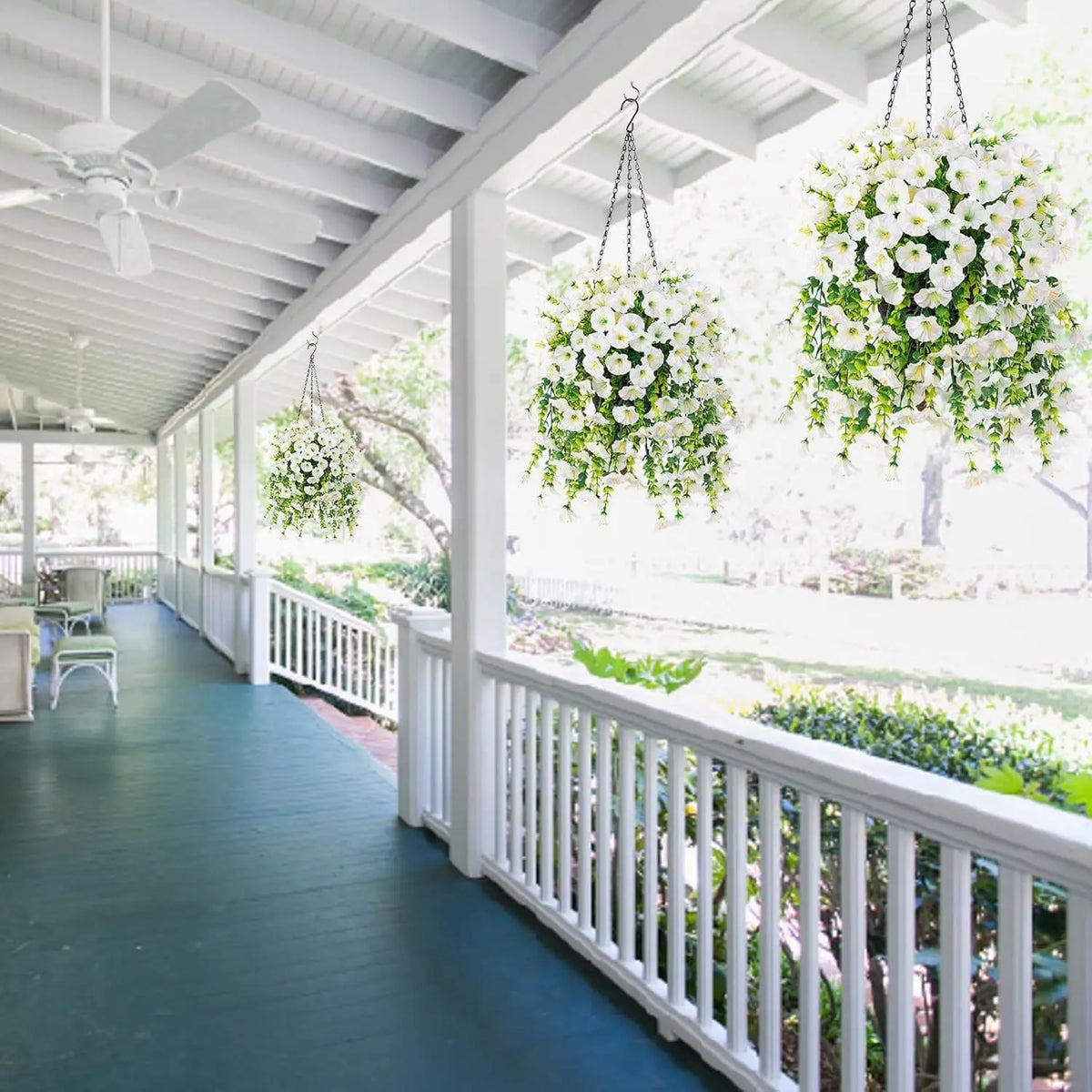 Artificial Hanging Flower Fake Hanging Plant Violet Vines UV Resistant
