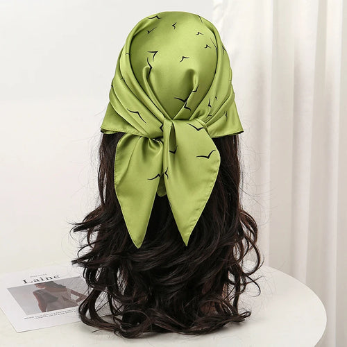 Bohemian Style Floral Print Women’s Square Silk Scarf Satin Head Wrap
