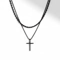 2Pcs Stainless Steel Cross Pendant Necklace For Men Titanium Steel