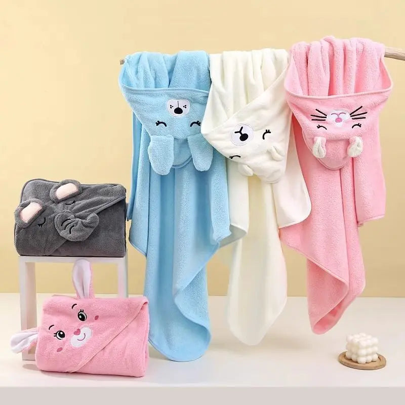 Cartoon Baby Bath Towels Soft Newborn Hooded Towel Blanket Cute