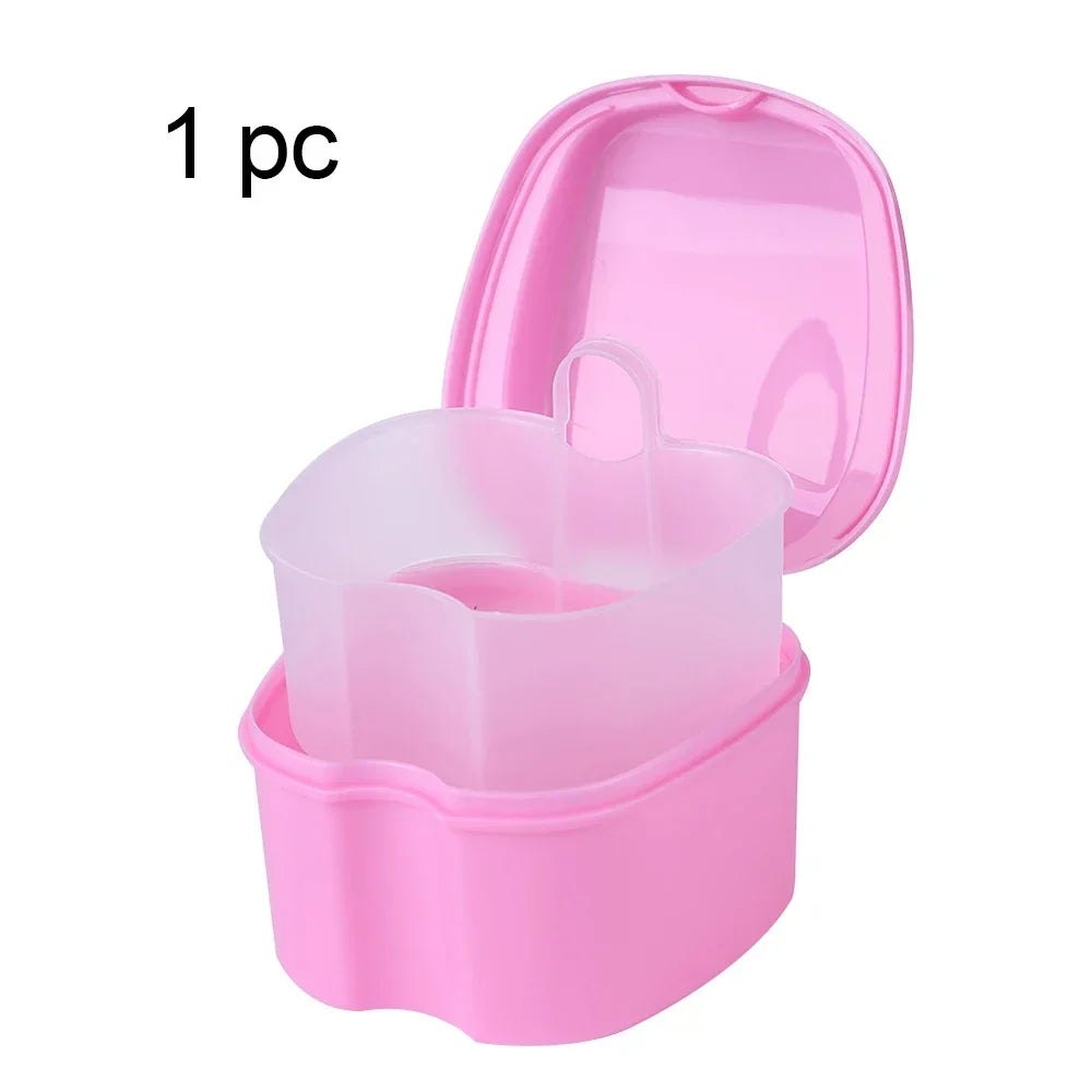 Denture Bath Box Organizer Dental False Teeth Storage Box with Hanging