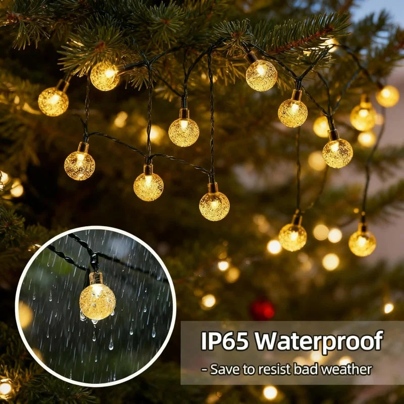 4 Colors Options Solar Globe String Lights Outdoor Waterproof Fairy