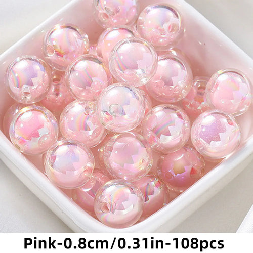 108/54pcs 8/10mm Pink Color Acrylic Beads, Interval Beads. Loose Beads
