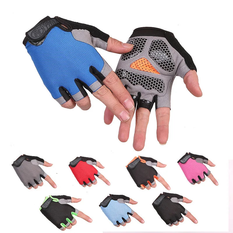 Men Cycling Bicycle Gloves Half Finger Gym Gloves Women Mitten
