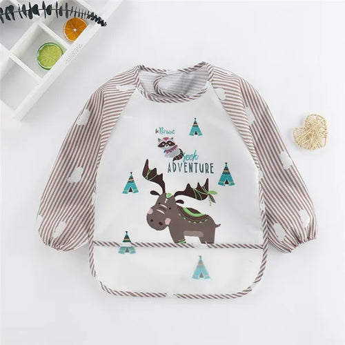 Baby Long Sleeve Scarf Waterproof Toddler Art Smock Feeding Bib Apron