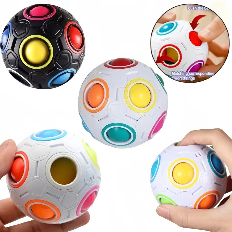 Kids Antistress Cube Magic Fidget Toys Puzzle Rainbow Balls Children