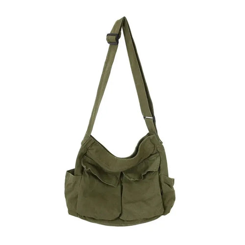 Classic Vintage Canvas Shoulder Bag Women Solid Soft Travel Women