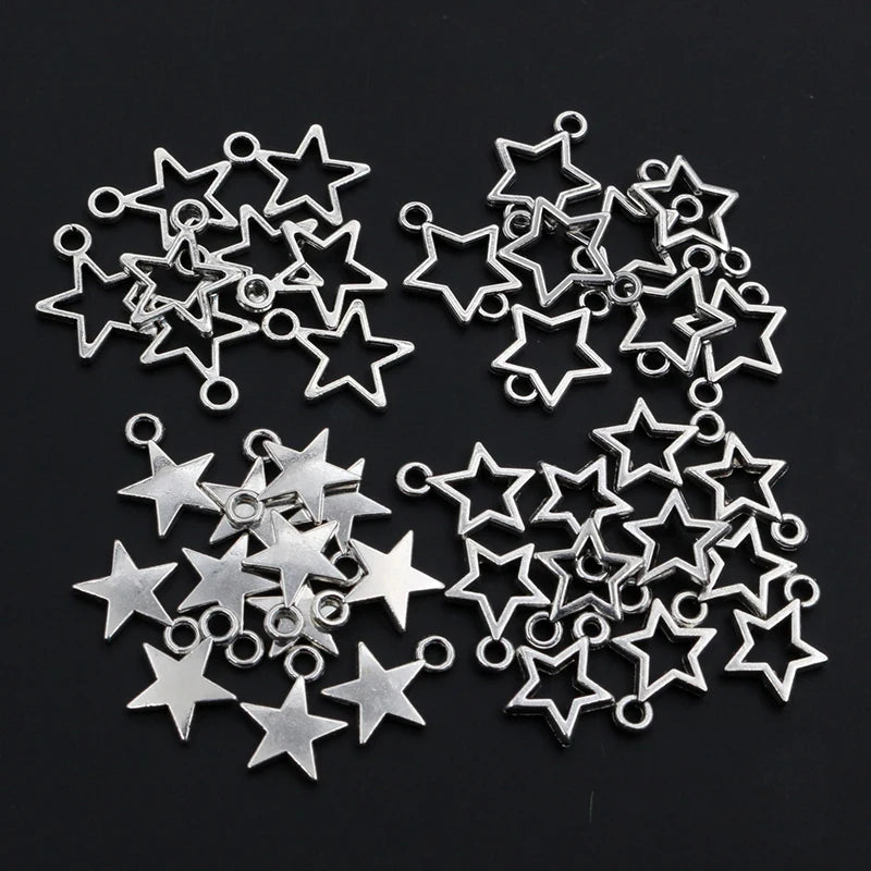 100pcs Small Star Charms Pendant Antique Silver Color Alloy Metal DIY
