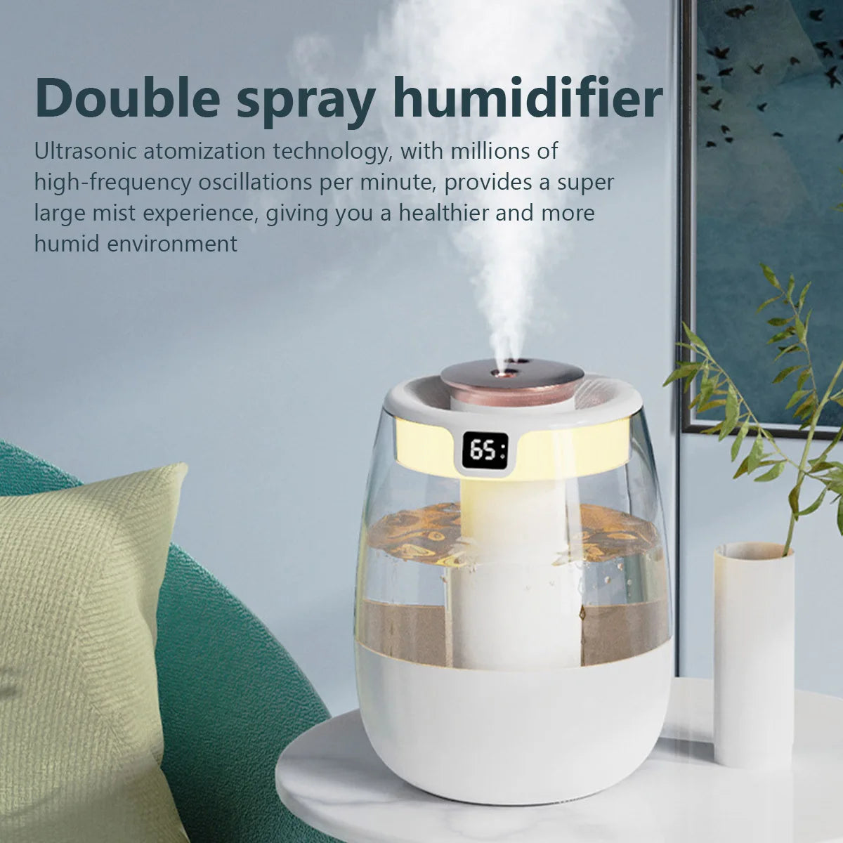 1.3L Air Humidifier Double Spray Port Cool Mist Maker Fragrance