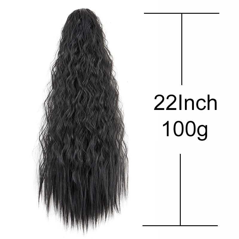 22Inch Synthetic Long Kinky Curly Ponytail Hair Extension Drawstring