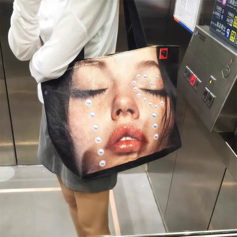 Creative Women's Tote Bag Trend Face Printing Large Capacity