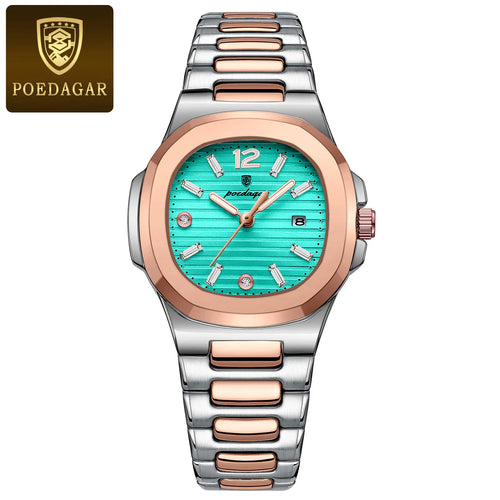 POEDAGAR Square Fashion Woman Wristwatch Luminous Waterproof Date