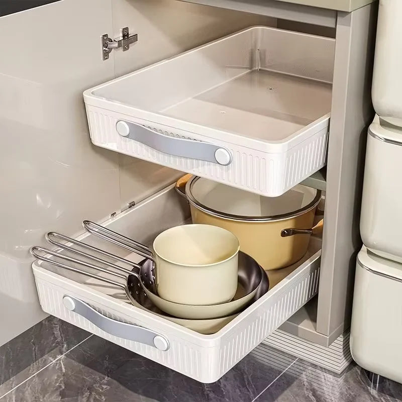 Pull Out Storage Tray Kitchen Sliding Cabinet Shelf with Slide Rails