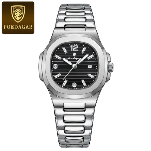 POEDAGAR Square Fashion Woman Wristwatch Luminous Waterproof Date