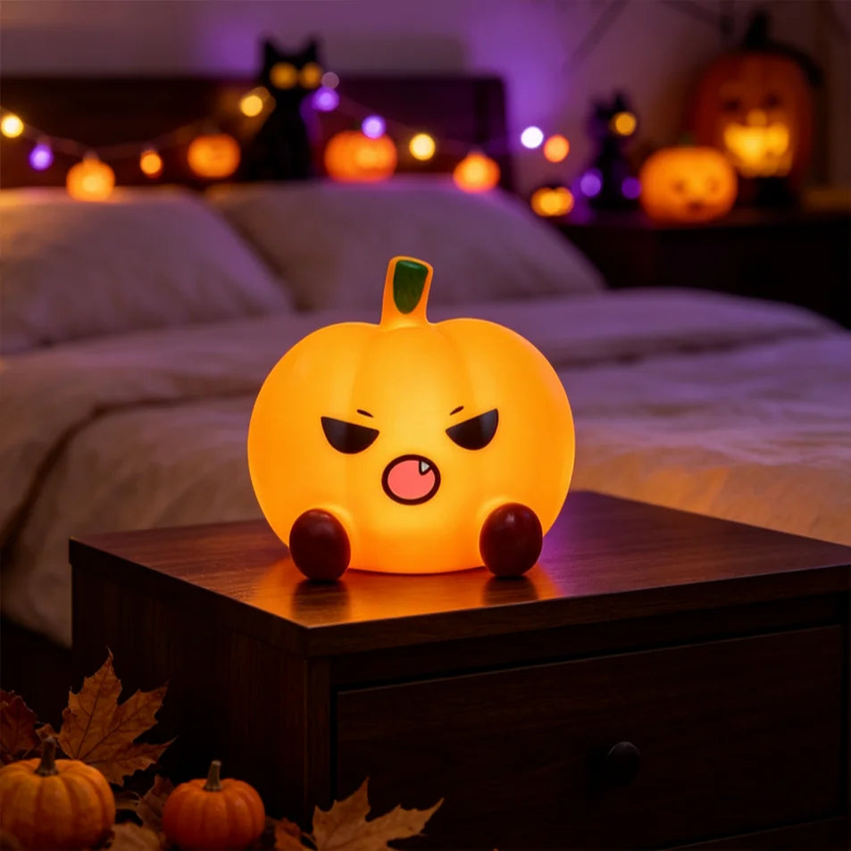 Halloween Cute Ghost Witch Hat Pumpkin Night Light Silicone LED Lamp