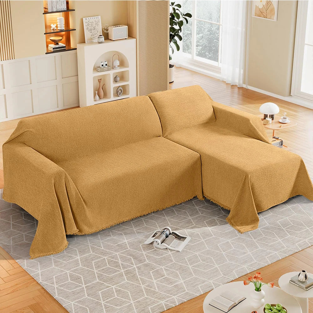 Couch Cover Luxurious Chenille Sofa Covers with Elegant Fringe