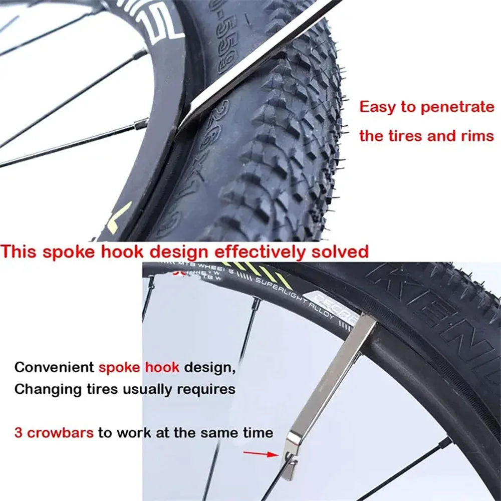 3PCS Bicycle Tyre Lever Tube Repair Service Carbon Steel Heat