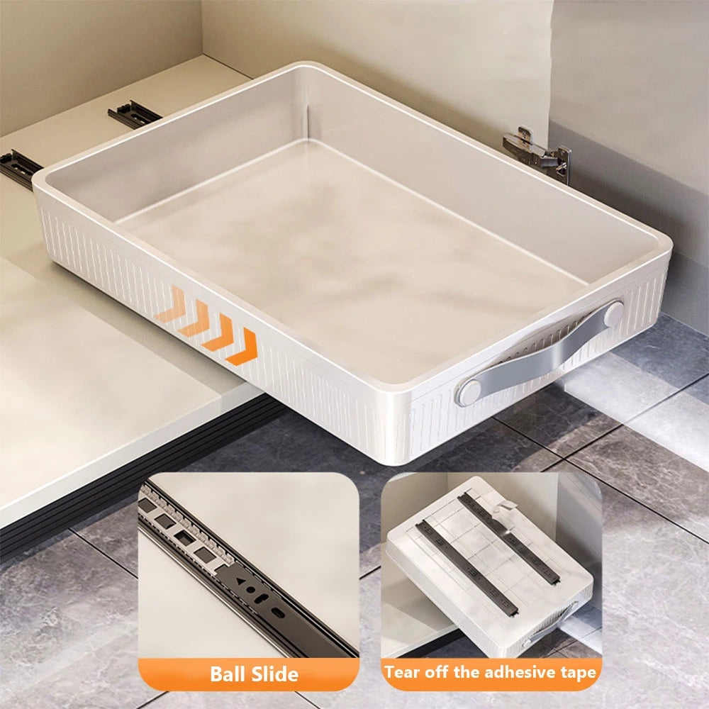 Pull Out Storage Tray Kitchen Sliding Cabinet Shelf with Slide Rails