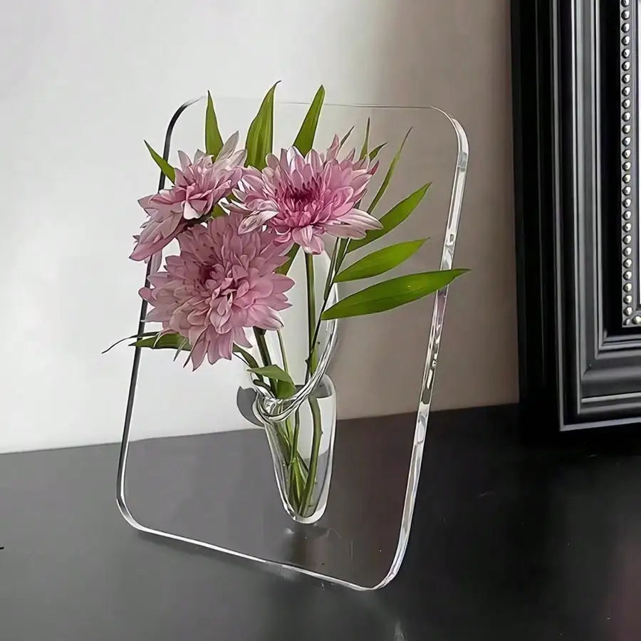 Frame Flower Vase - Clear Acrylic Vase for Flowers, Modern Art Vases