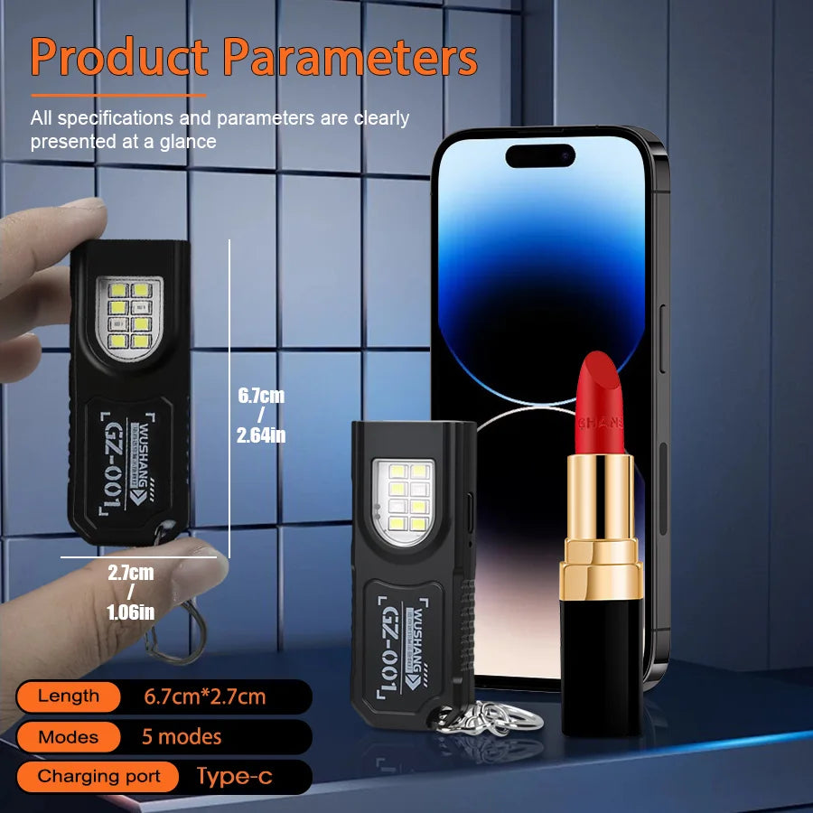 Multifunctional Keychain Flashlight USB Rechargeable Mini Flashlight