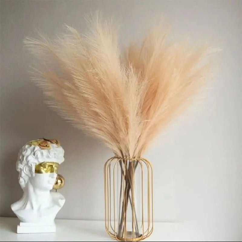 10 Pcs Artificial Pampas Grass Branches Fake Fluffy Stems