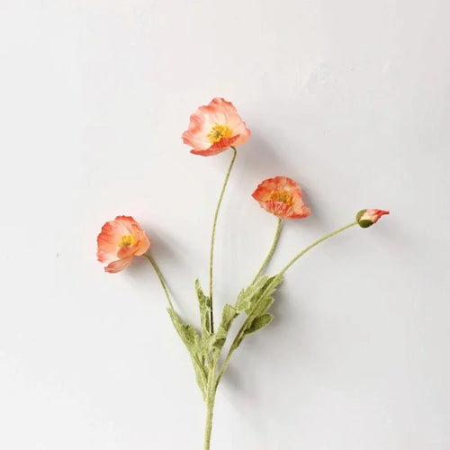 Artificial Flowers Fake Poppy Silk Flowers Long Stem Housewarming