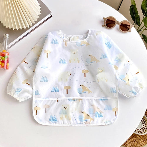 Waterproof Full Sleeve Baby Bibs Children Apron Long Sleeve Feeding