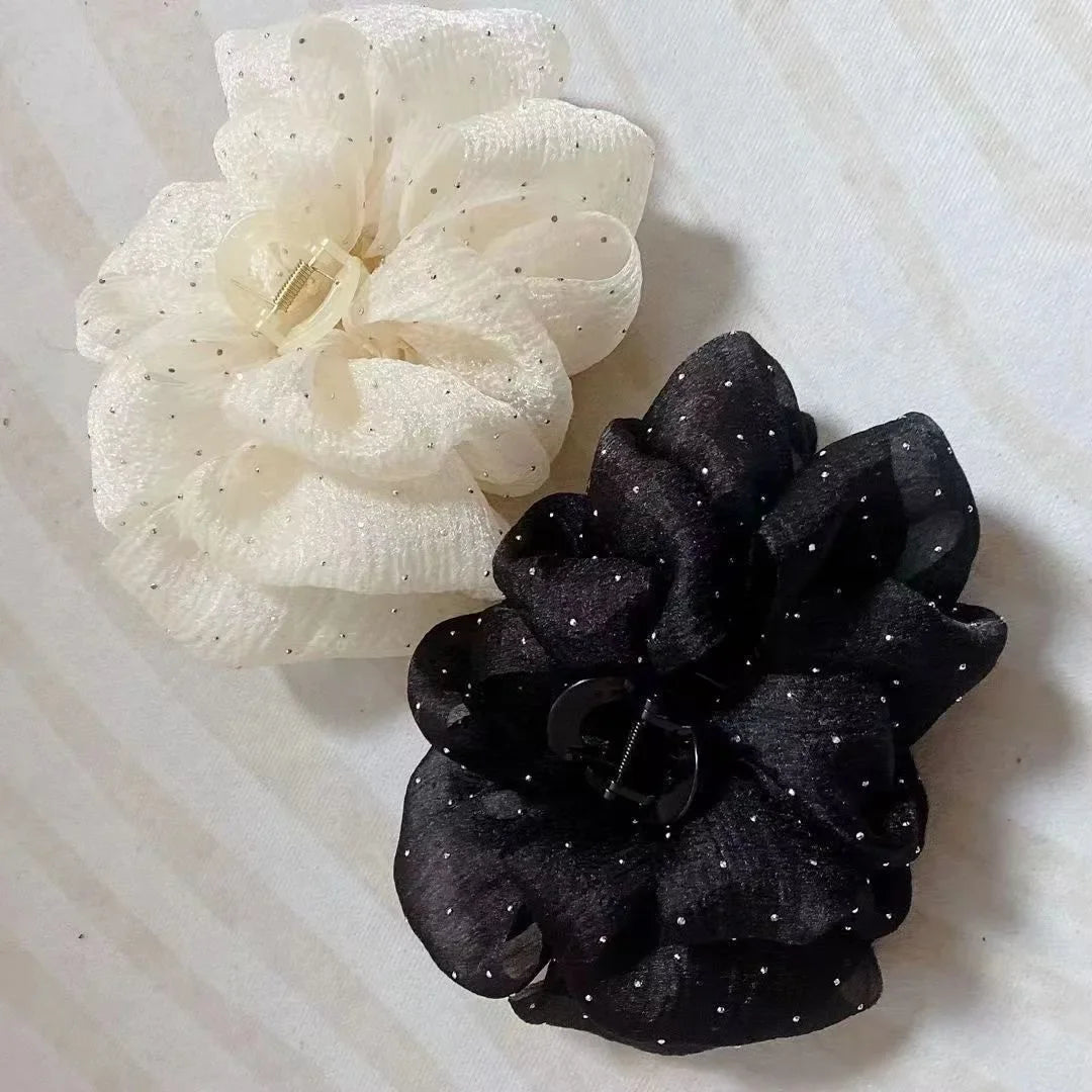 Mesh Bow Hair Clips Women Fashion Grab Claw Clip Female Hair