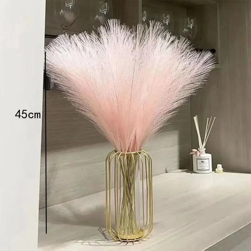 10 Pcs Artificial Pampas Grass Branches Fake Fluffy Stems