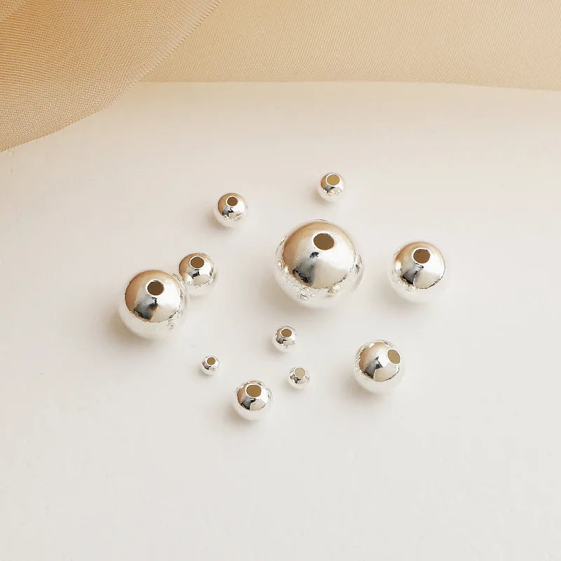 A Lot/pack 925 Sterling Silver Round Beads Spacer Beads for Jewelry