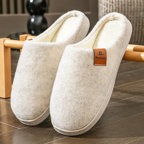 Winter Men Felt Platform  House Slippers Ultra Warm Cushion   Cozy
