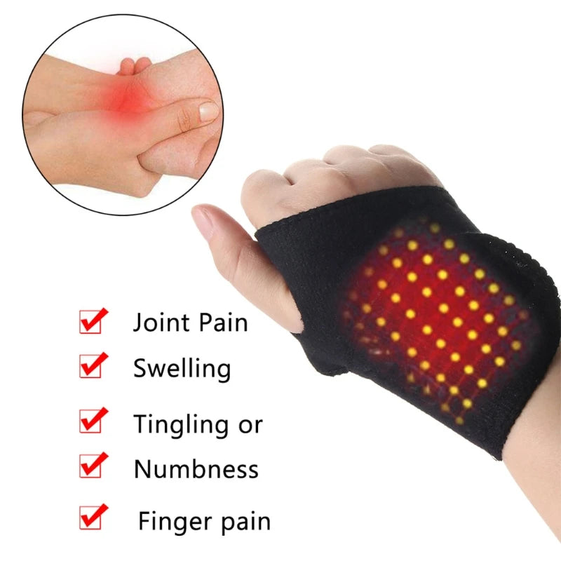 Self-Heating Wrist Band Magnetic Therapy Support Brace Wrap Heated