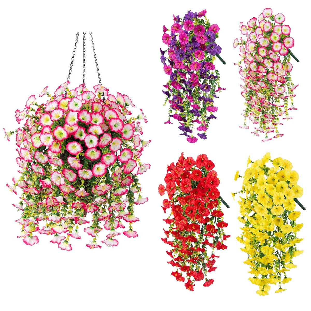 Artificial Hanging Flower Fake Hanging Plant Violet Vines UV Resistant