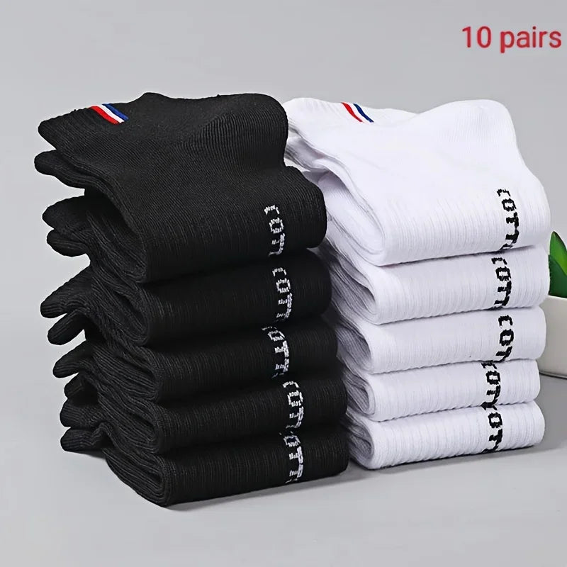 5/10Pairs Of Men's Simple Solid Liner Anklets Socks, Comfy Breathable