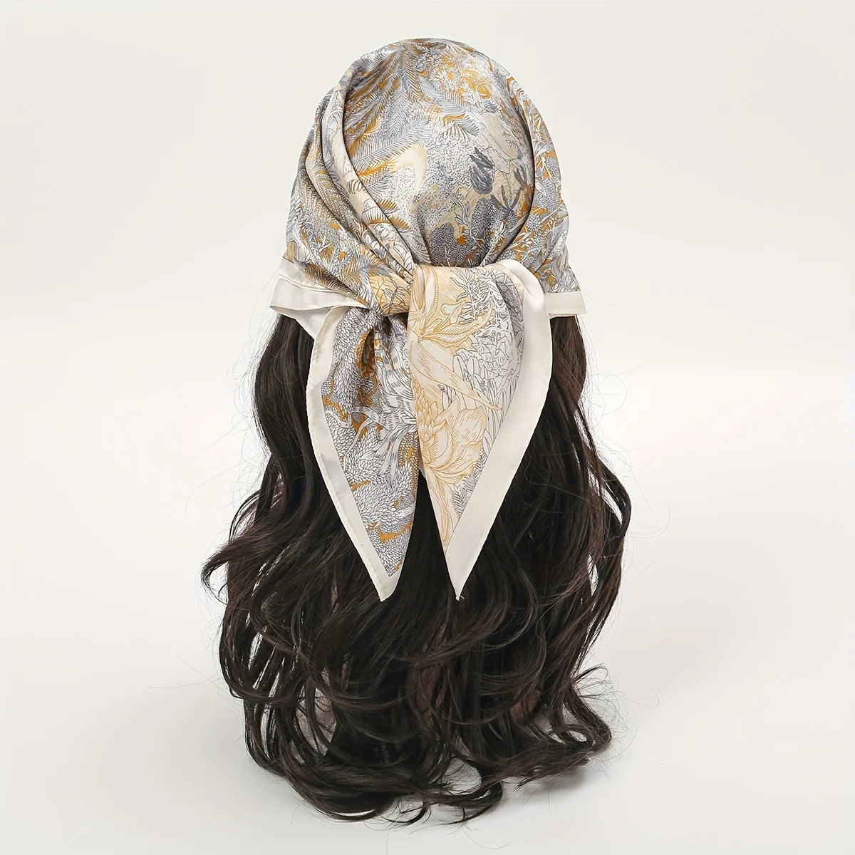 Bohemian Style Floral Print Women’s Square Silk Scarf Satin Head Wrap