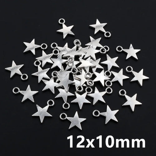 100pcs Small Star Charms Pendant Antique Silver Color Alloy Metal DIY