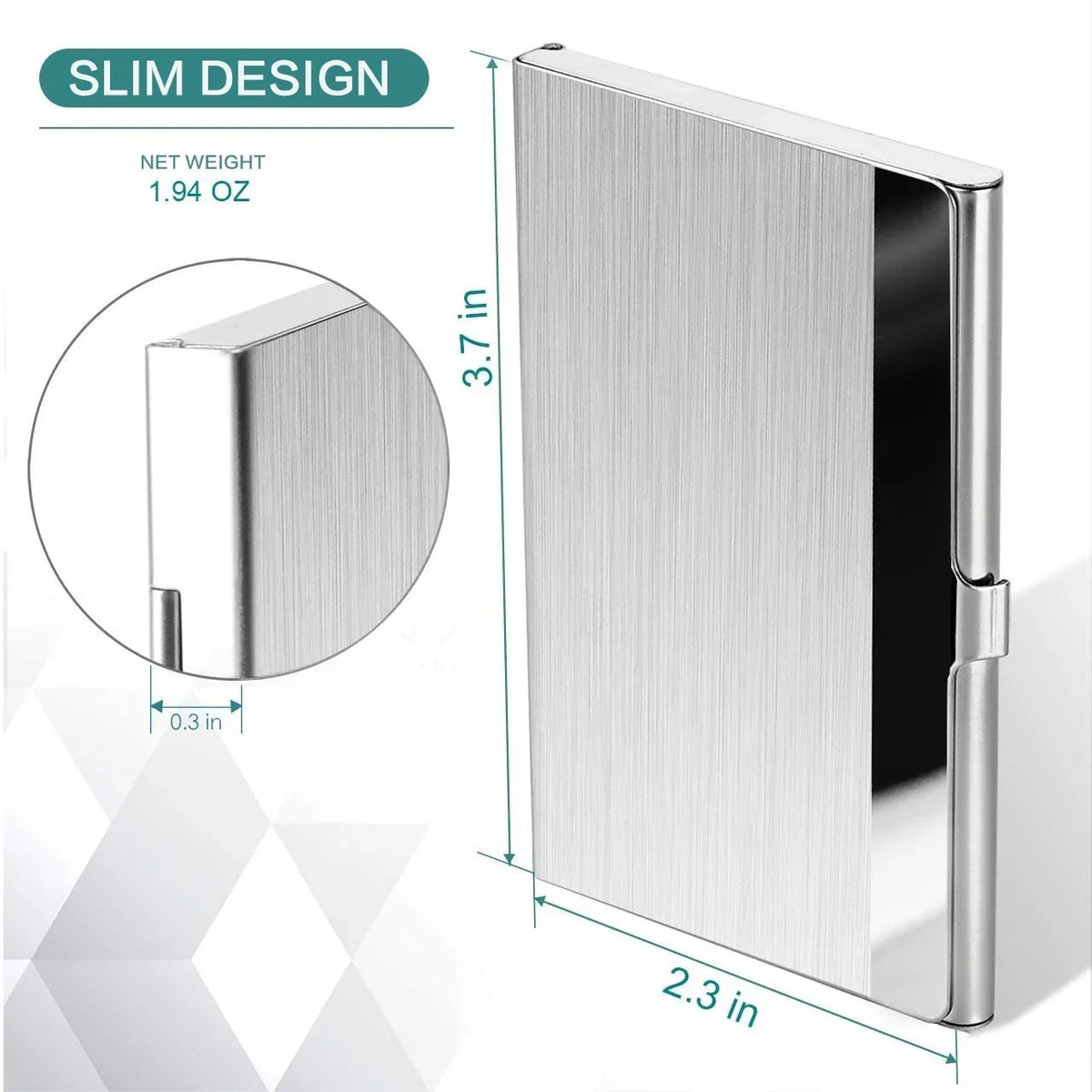 Premium Ultra Thin Stainless Steel Business Card Holder - Silver Metal