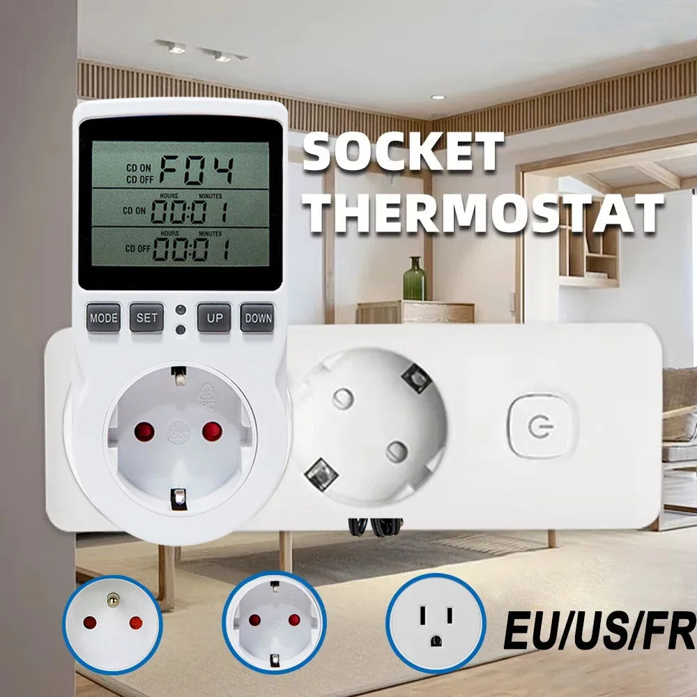 EU FR Plug Socket Thermostat Digital Temperature Controller Socket
