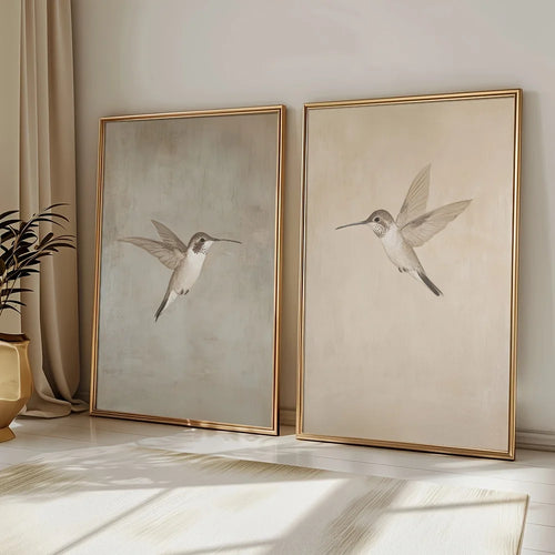 2pcs/set of Retro Hummingbird Animal Canvas Prints Minimalist Retro