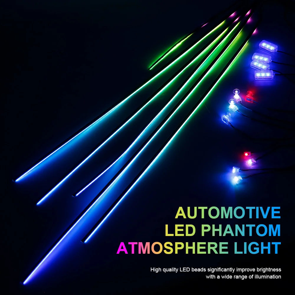 Universal LED Car Ambient Light RGB 64 213 Color Acrylic Strips