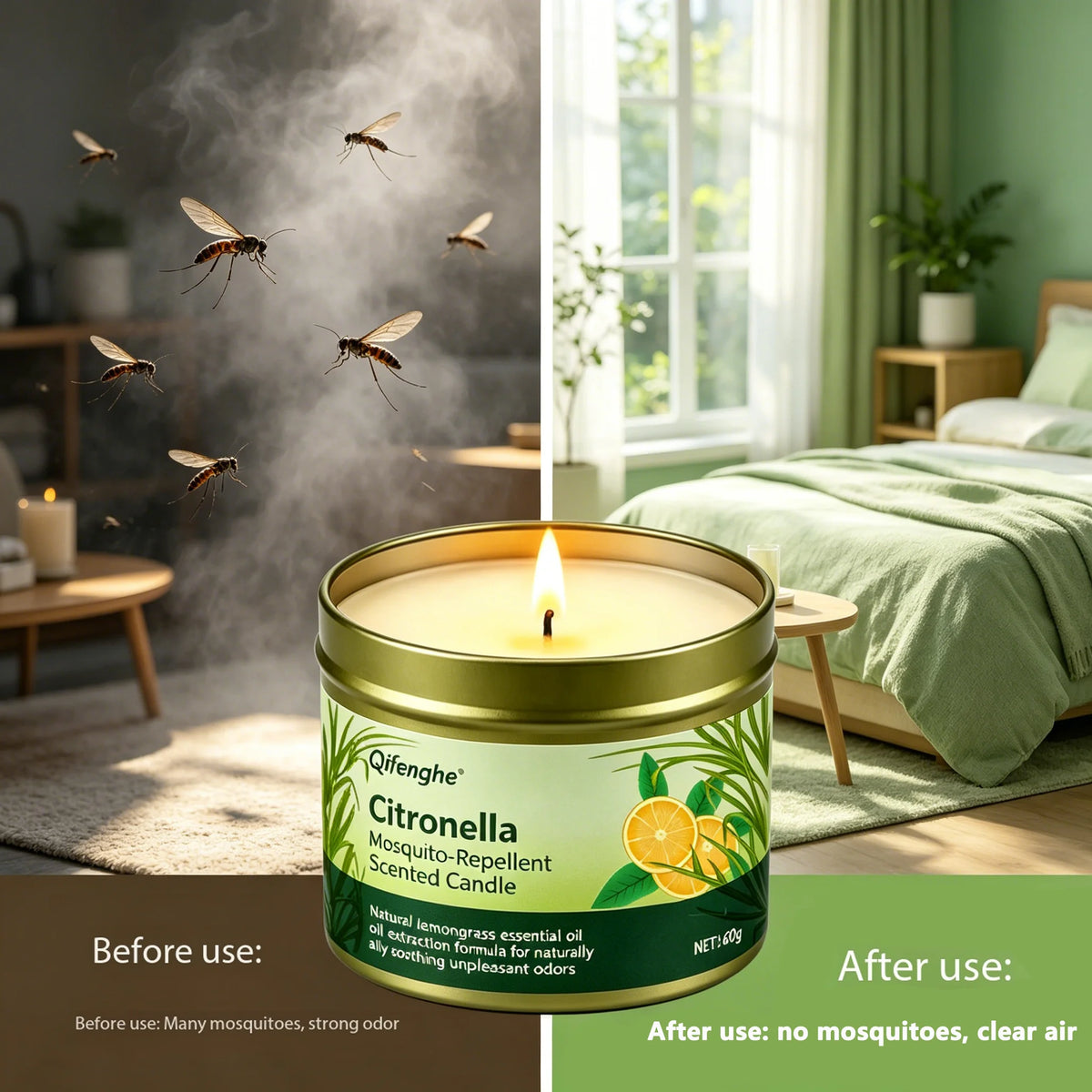 Citronella Mosquito-Repellent Scented Candle Natural Citronella