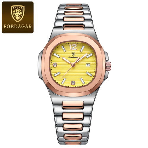 POEDAGAR Square Fashion Woman Wristwatch Luminous Waterproof Date